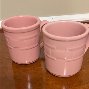 Longaberger Pink Ceramic Mugs - Set of 2